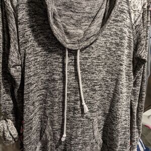 Gray Women's Hoodie with Lace Detail